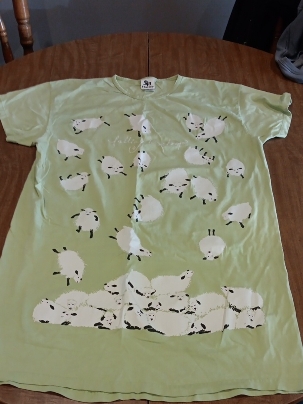 Womens Sheep Print Pajama Tee - Light Green